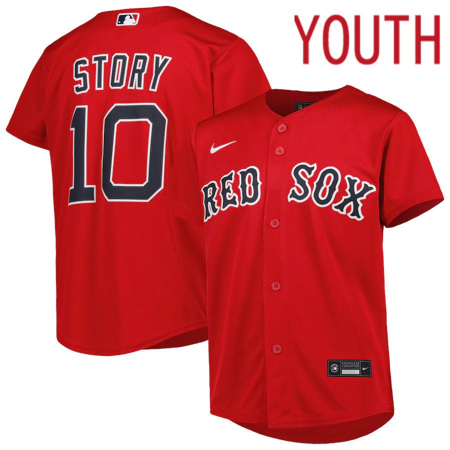 Youth Boston Red Sox 10 Trevor Story Nike Red Alternate Replica Player MLB Jersey